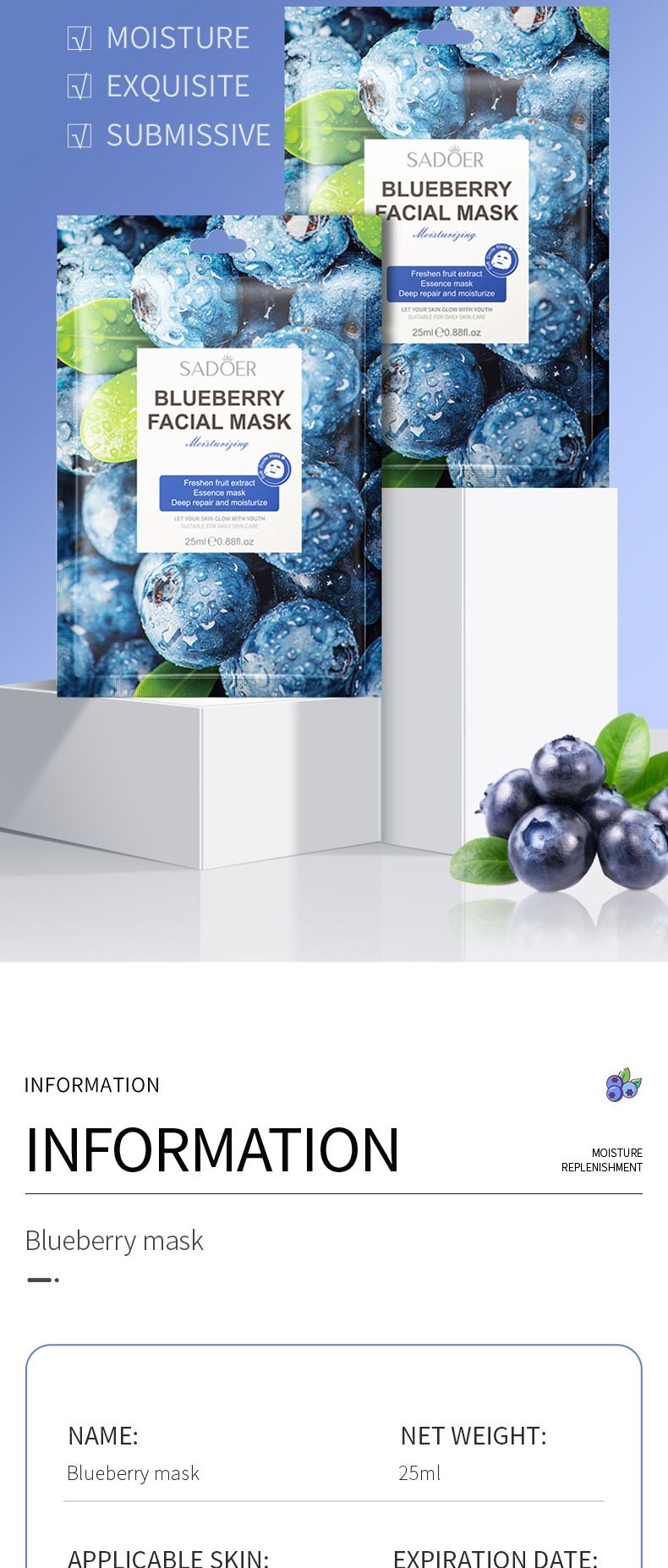 SADOER Fruit Sheet Mask 25g * 1 Piece, Hydrating And Moisturizing Facial Mask_voghion.com