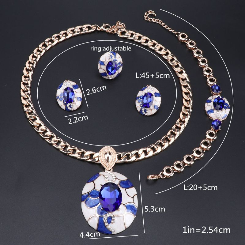 Fashion Women African Beads Trendy Party Costume Gold Color Crystal Necklace Earring Jewelry Sets_voghion.com