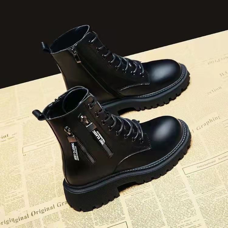 European Warm Series White Martin 2025 Autumn New Single Winter Fleece Cotton British Style Short Boots For Women Flat_voghion.com