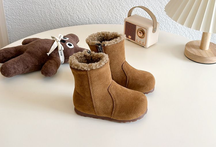 Retro Boots For Girls Winter New Korean Style Plus Velvet Warm Cotton Shoes Flat Bottom Thick Non Slip Mid Calf Boots_voghion.com