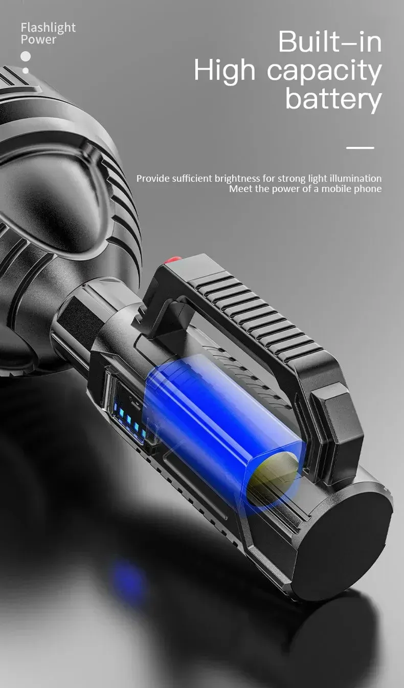 Nuova torcia LED ad alta potenza, lanterna da pesca impermeabile, torcia ricaricabile tramite USB, potente faretto, lampada da campeggio_voghion.com
