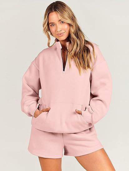 Women's Clothing Three quarter Pants Solid Color Sweater Pocket Two piece Set _voghion.com