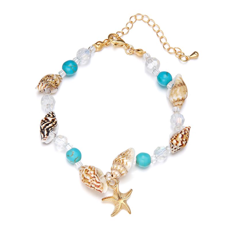Hot Selling Bohemian Style Starfish Shell Conch Seed Bead Summer Beach Vacation Bracelet_voghion.com
