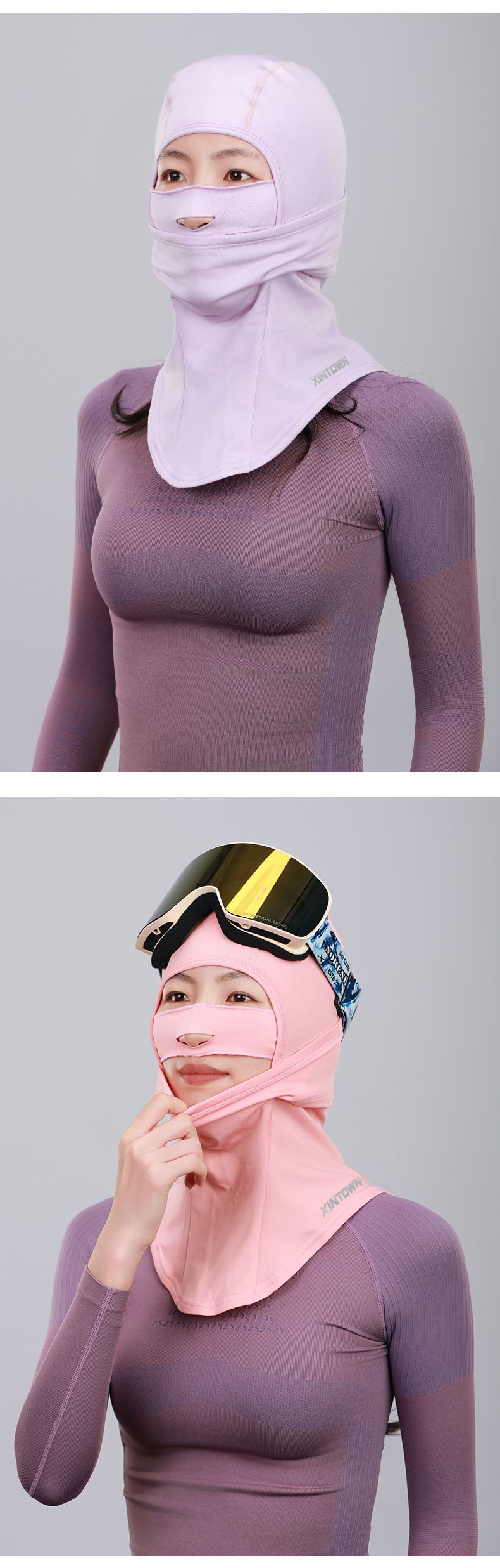 Xingheng Masque de ski double couche pour snowboard, équitation, extérieur, automne, hiver, capuche chaude, protège-cou, résistant au froid, polaire fine_voghion.com