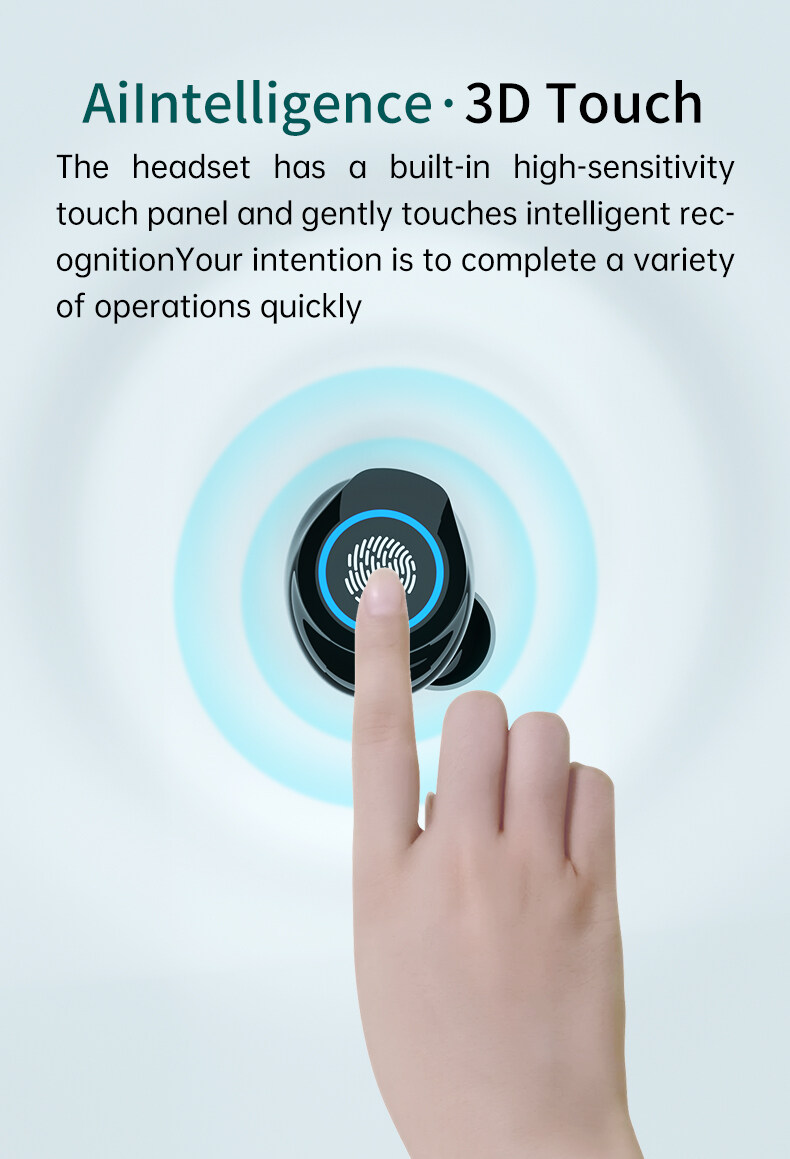 Bluetooth 5.0 Hörlurar Trådlösa Hörlurar Med Mikrofon Pekkontroll HD Stereo Sport Headset In-Ear Hörlurar IPX7 Vattentäta Hörlurar_voghion.com