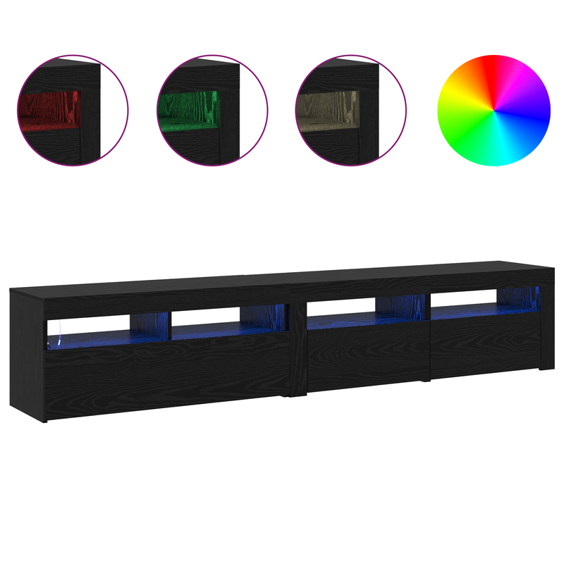 TV-Schränke 2 Stk. Mit LED-Leuchten Schwarz Eiche Holzwerkstoff_voghion.com
