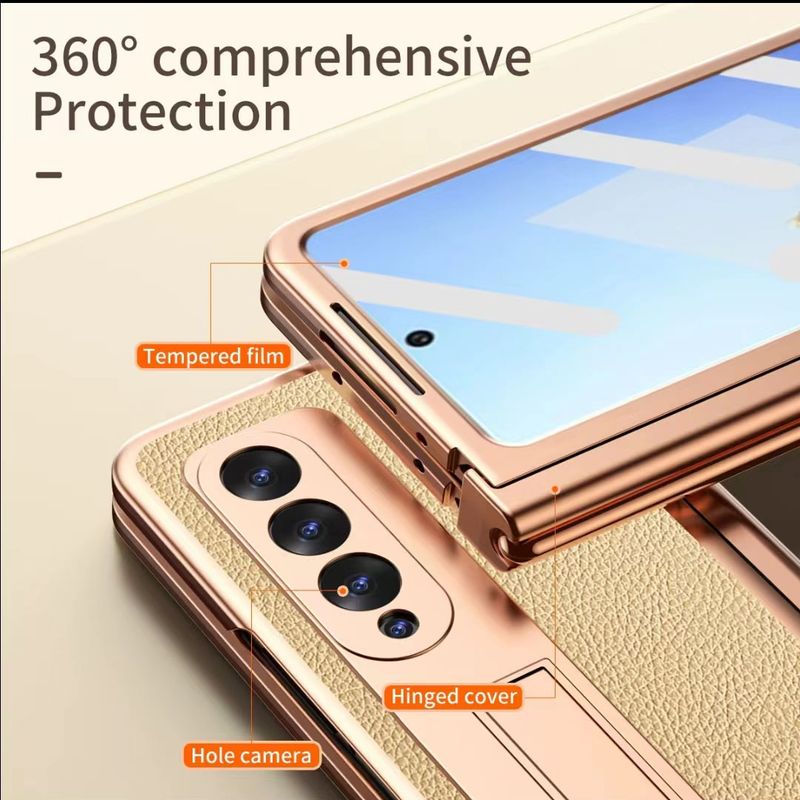 For Samsung Galaxy Z Fold 3 4 5 5G Fold4 Luxury Business Leather Thin Capacitive Pen Slot Phone Case Cover_voghion.com