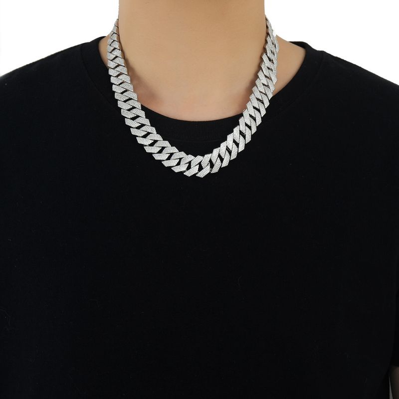 Meisa New Hip Hop 18MM Four Row Zircon Diamond Cuban Chain Personality Trend Necklace Men's Micro Inlaid Hip Hop Chain_voghion.com