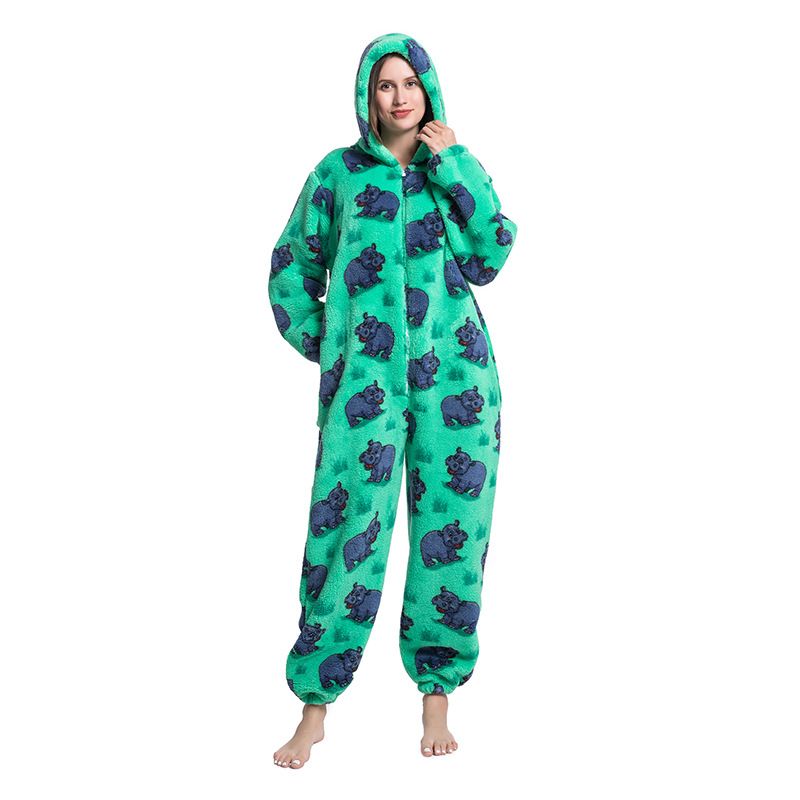 Cartoon Tier Pyjamas Niedlich Verdickt Unisex Paar Neue Flanell Homewear Einhorn Erwachsene Onesie_voghion.com