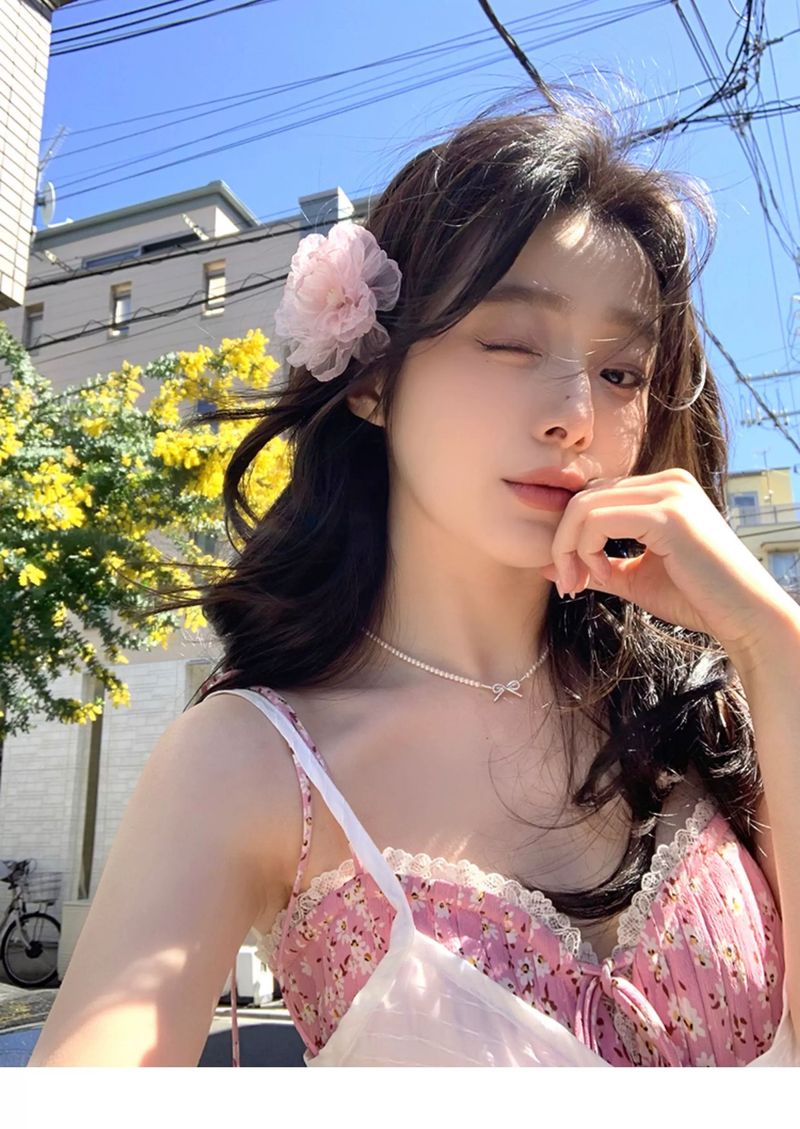 Fermagli per capelli con fiori artificiali in rete, temperamento delicato francese, alto livello estetico di accessori per la fotografia femminile_voghion.com