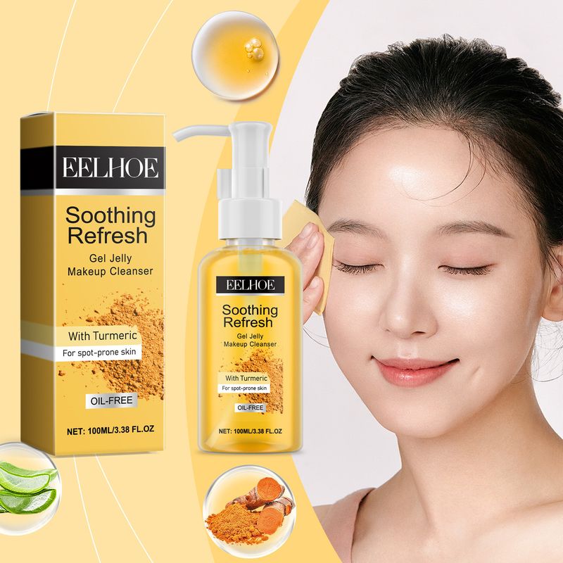 Gel, Facial Gentle Cleansing Moisturizing Turmeric Refreshing Makeup Remover_voghion.com