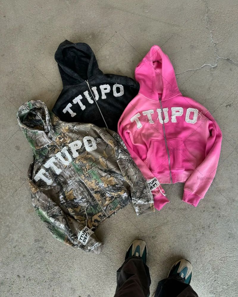 Retro High Street Y2K Trendy Brand Letter Printing Casual Couple Sweater Hooded Cross Border_voghion.com