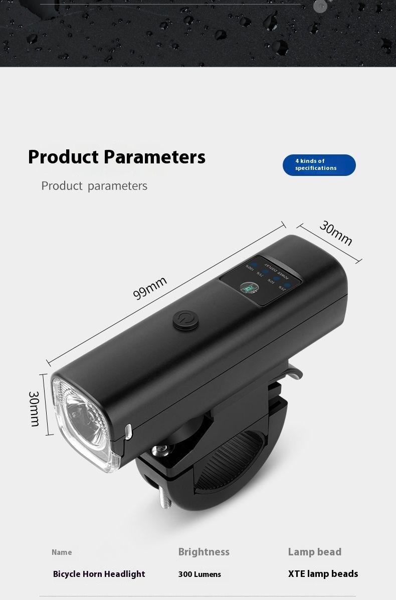 Bicycle Aluminum Alloy With Horn, Night Riding Lights, Induction Headlights, Strong Light, Battery Powered Car Lighting,_voghion.com