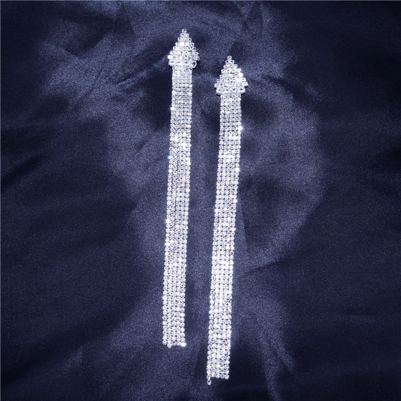 Orecchini a nappa con strass lucidi e lunghi, alla moda e di vendita calda, famosi su internet, esagerati, suggestivi, squisiti_voghion.com