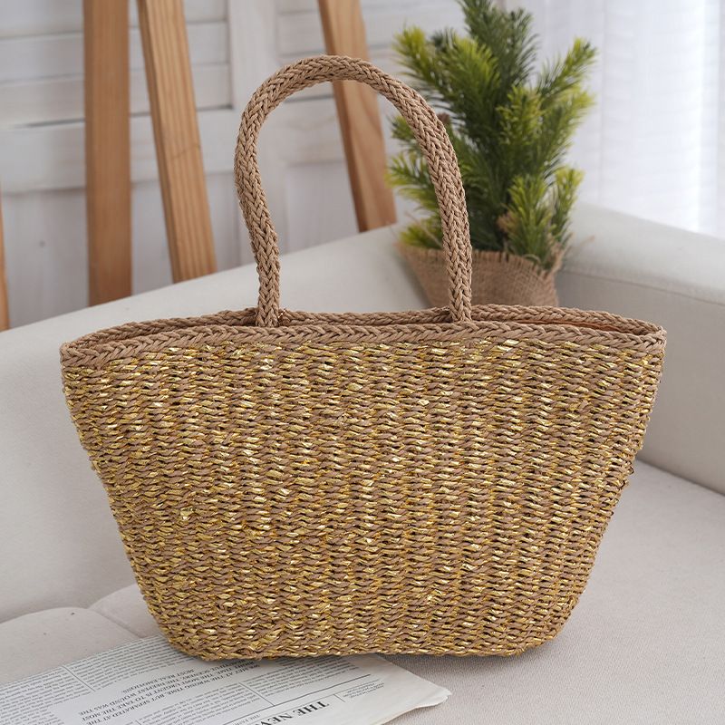 Stroh Für Frauen Sommer Neue Pastoralen Stil Gewebte Schulter Einfache Große Kapazität Handtasche Strand Tasche Nischen Design_voghion.com