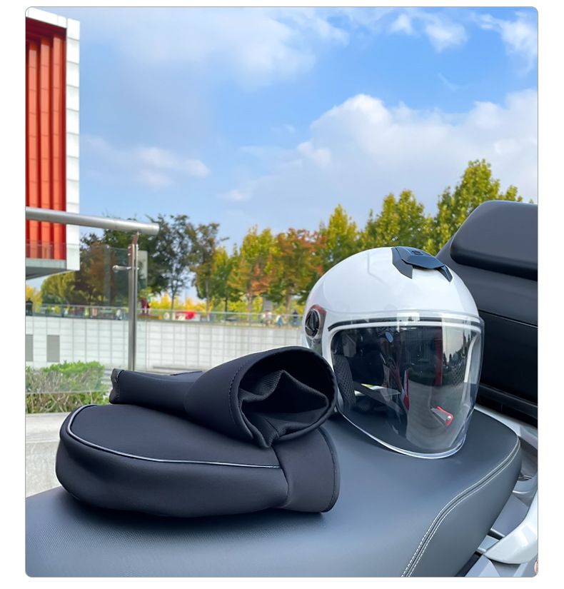 Motorcycle handlebar cover with plush warm gloves, winter riding cold and windproof hand shield, electric bike gloves_voghion.com
