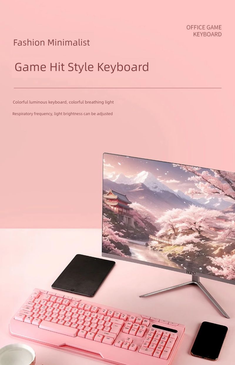 Nuji Mute Gaming Electronic Sports Pink Black Wired Desktop Computers And Laptop Office Good-looking New Arrival Neutral_voghion.com