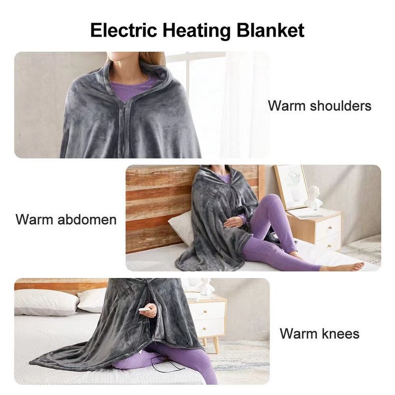 USB Electric Heated Shawl, Rechargeable Body Warmer Cover, Fleece-lined Warm Heating Cape_voghion.com