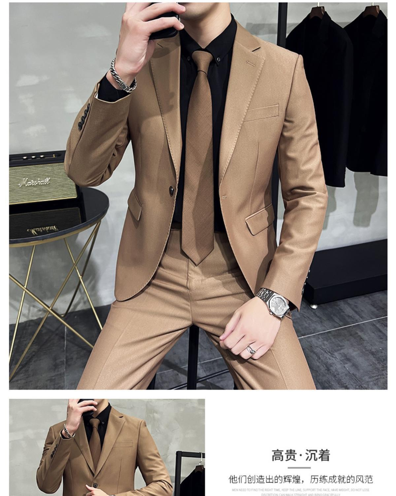 Set completo da uomo nuovo primavera 2023 versione coreana slim fit abito casual da lavoro Pi Shuai in stile britannico di alta qualità_voghion.com