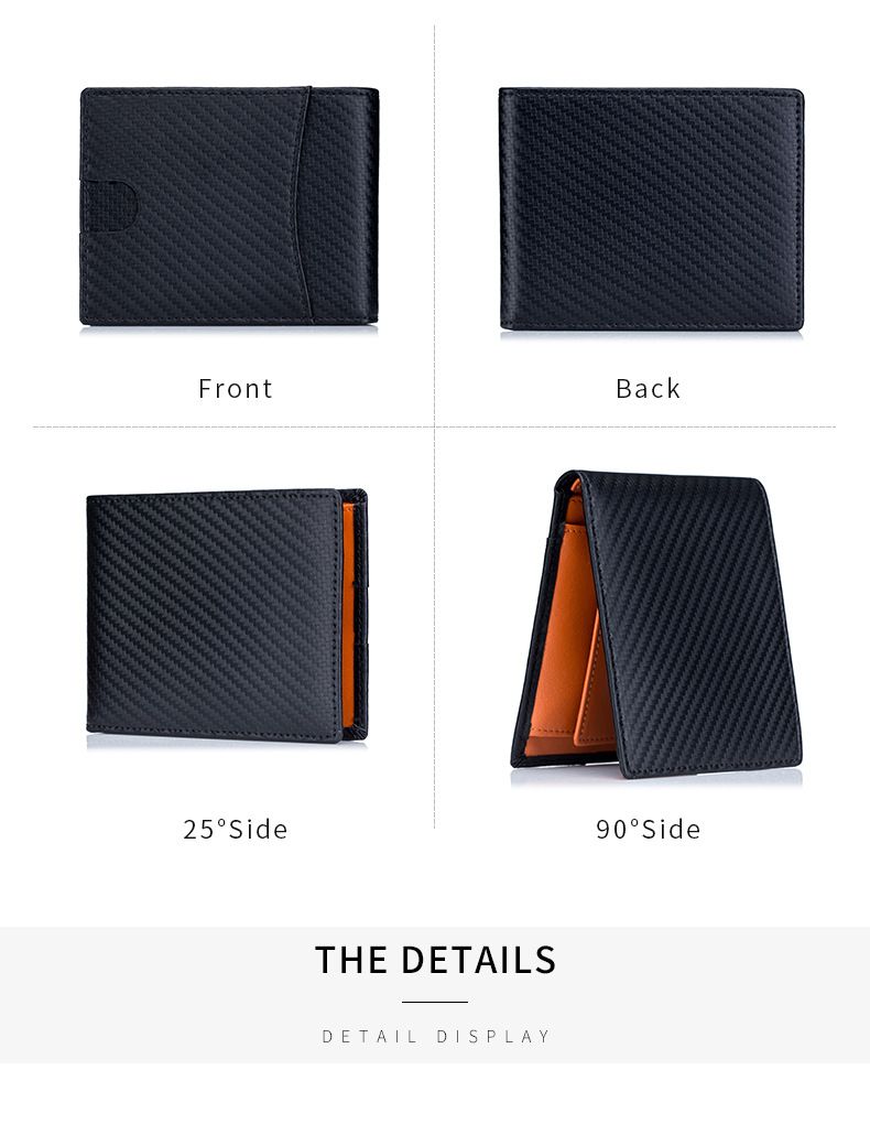 Men's Wallet Card Cases Genuine Leather Popular Men's Wallet New Style Carbon Fiber Wallet Rfid Ultra Thin Multifunctional Wallet_voghion.com