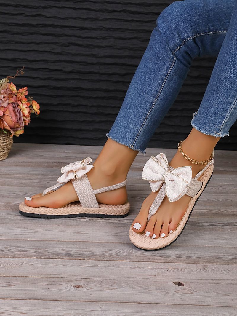 Women's Shoes large size sandals summer new flat sandals for women rope bottom clip toe fashionable bow sandals for women_voghion.com