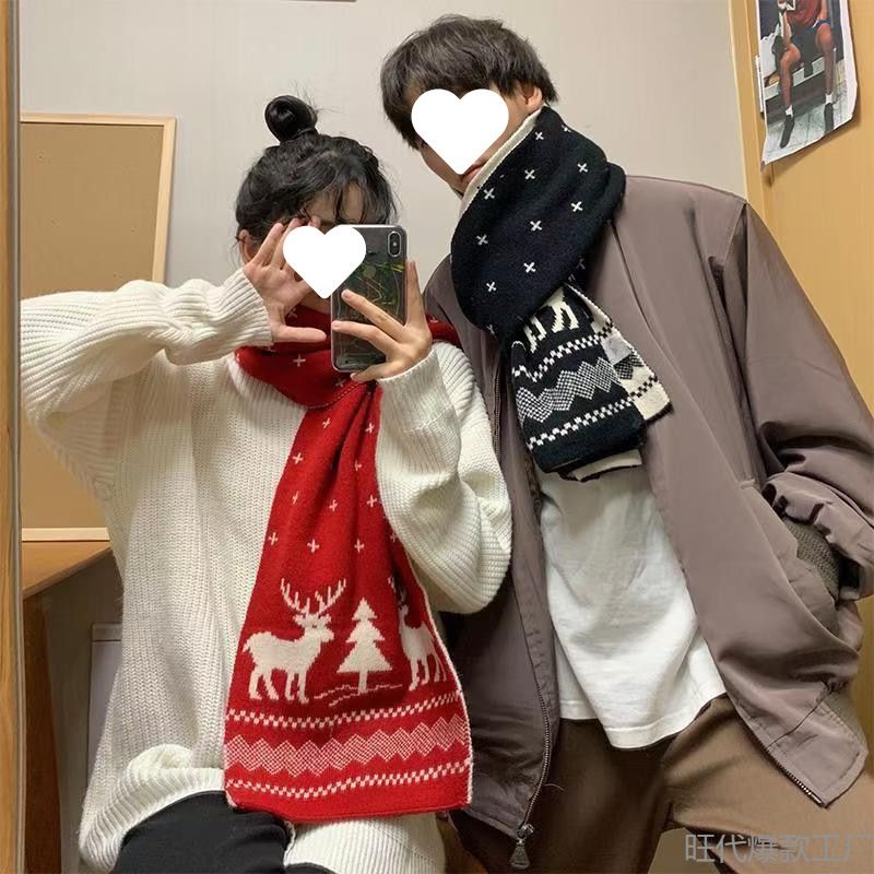 Regalo di Natale Cervo Unisex Inverno Coppia Stile Versatile Sciarpa Tricolore Studente Caldo All'ingrosso Spedizione Gratuita_voghion.com