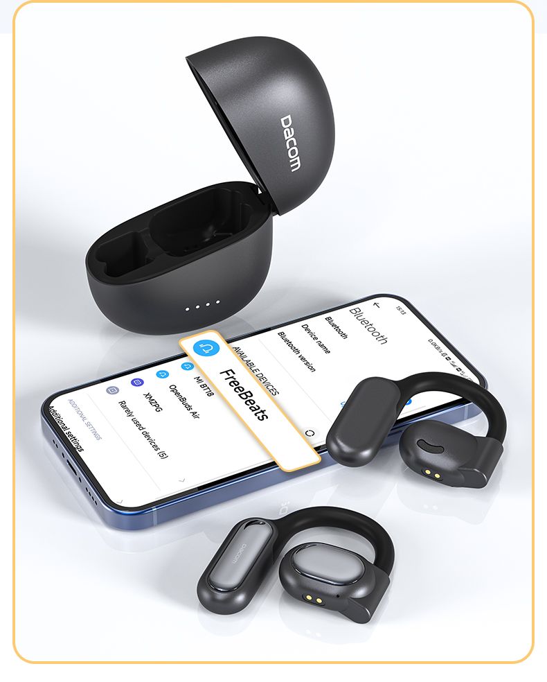 DACOM Earphones Wireless Bluetooth Headset TWS Super Bass Headphones Type-C Bluetooth5.3 Open Earbuds With Dual Mic_voghion.com