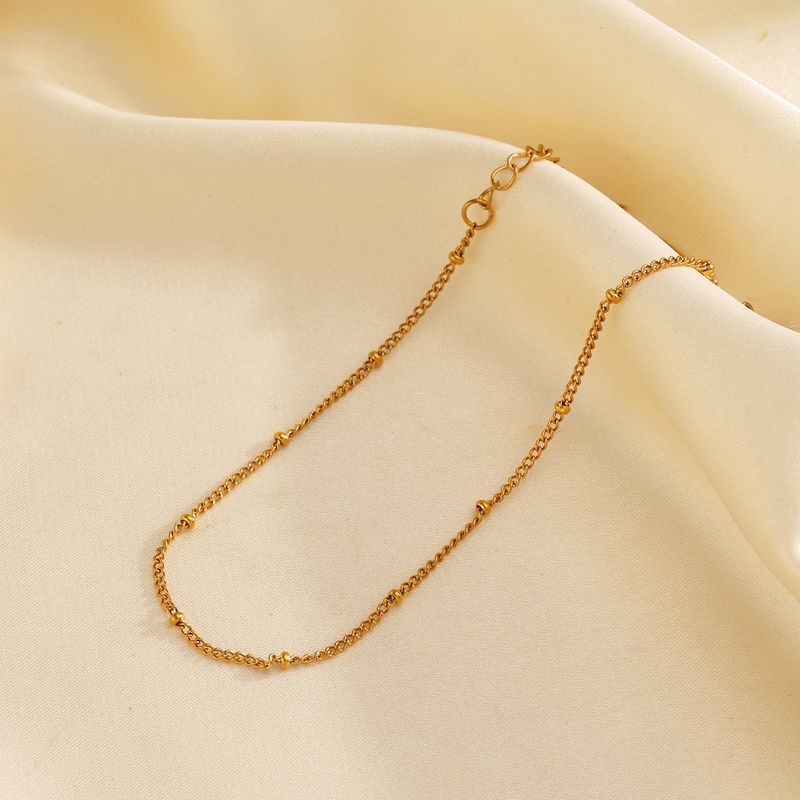 Fashion Stainless Simple Design Side Clip Bead Chain Anklet Personality Hip Hop Gold-Plated Titanium Steel Jewelry For_voghion.com