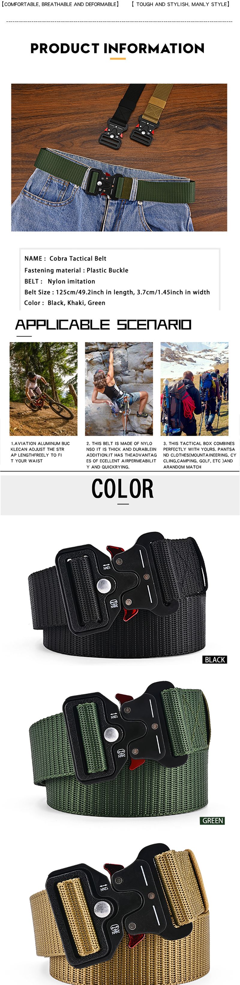 HOT Men's Outdoor Hunting Tactical Multi-Function Nylon High Quality Marine Corps Canvas Belt Plastic Buckle_voghion.com