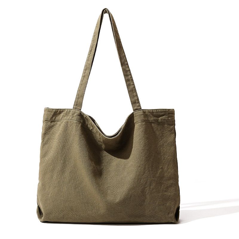 Borsa da donna in tela artistica, stile minimalista coreano, grande capacità, tracolla singola, stile pigro_voghion.com