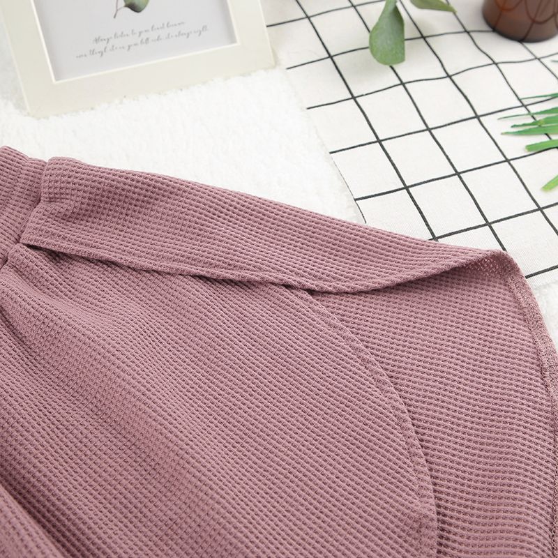 2024 Autumn Fashion Knitted Short Sleeve Pajamas Two-Piece Set Casual Cool Breathable Women's Homewear_voghion.com