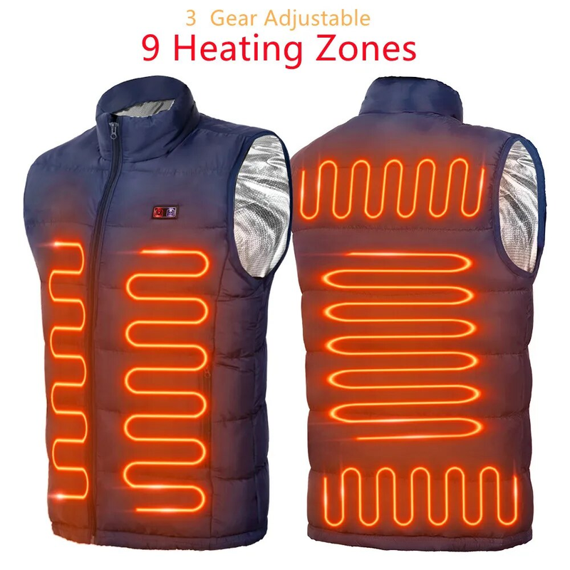 Chaleco calefactable grueso de 9 piezas para hombre, con tinta fina de piedra, USB, informal, de talla grande_voghion.com