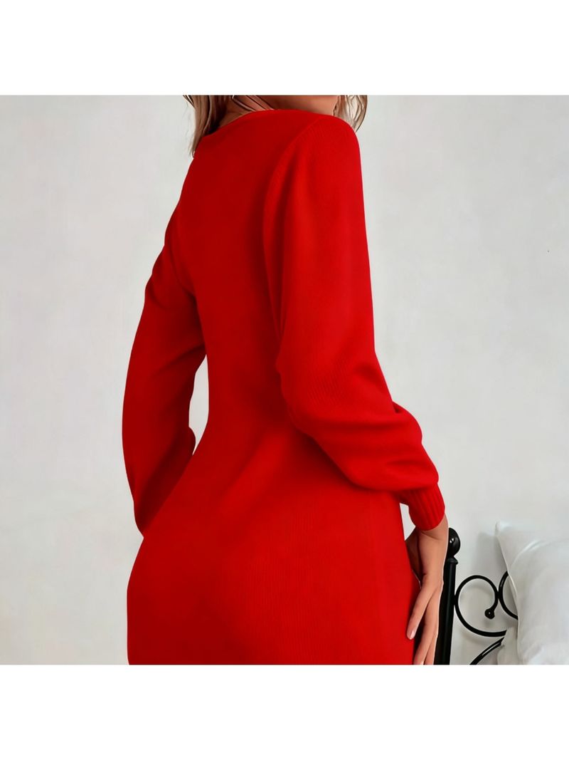 Dedicato allo sviluppo del nuovo abito pullover lavorato a maglia 2026 per le donne, autunno e inverno, abito corto aderente per il tempo libero da donna a maniche lunghe_voghion.com