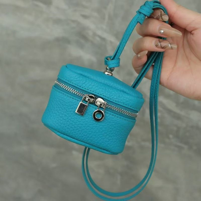 Top Layer Cowhide Fashionable Neck Hanging Compact Lunch Box Women's Genuine Leather Lychee Texture Lipstick Mini_voghion.com