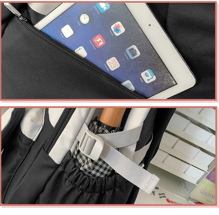 Trendy Korean-Style School Backpack For Teens - Lightweight Nylon Rucksack With Cushioned Straps & Spacious Compartment_voghion.com