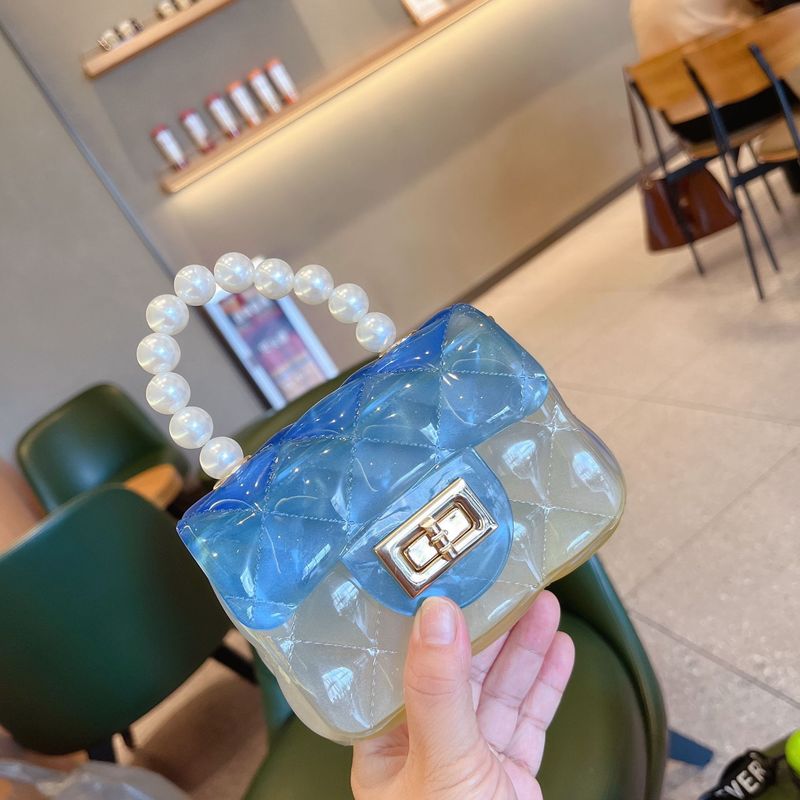 Sac d'été transparent en PVC, mini sac carré à main avec perles, sac à bandoulière simple pour femme_voghion.com