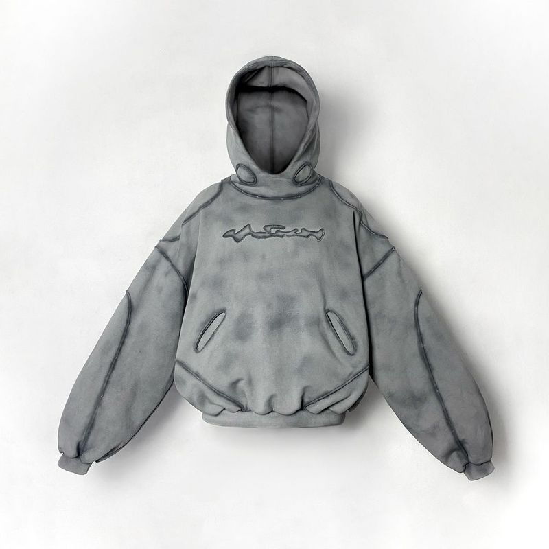 Erkek Giyim Hole Hollow Patchwork Retro Uzun Kollu Kapşonlu Ceket Hip Hop Sokak Kazak_voghion.com