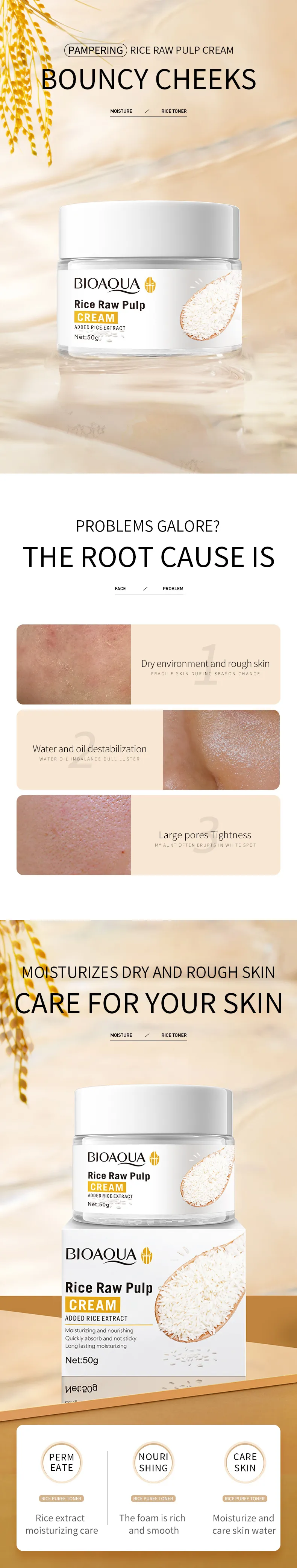 Nahahoolduskreemid Lotion Riisipüree näokreem Niisutav Noorendav Näohooldustooted_voghion.com