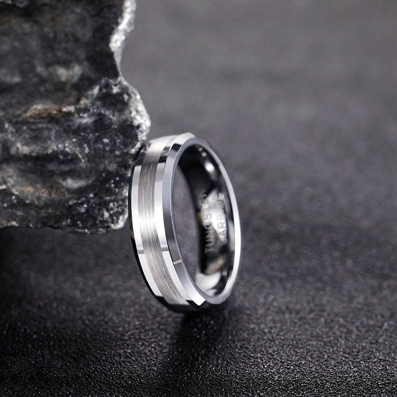 TIGRADE Fashion 6/8MM Anelli da uomo lucidi in carburo di tungsteno spazzolato Semplice classico Anello di fidanzamento con fede nuziale_voghion.com