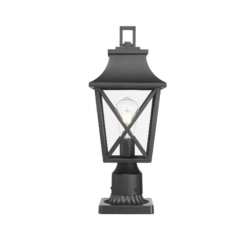 Palo nero con montaggio cablato, base esterna, palo rigido per esterni, lampione per esterni, palo per lanterna, apparecchio di illuminazione con luce_voghion.com