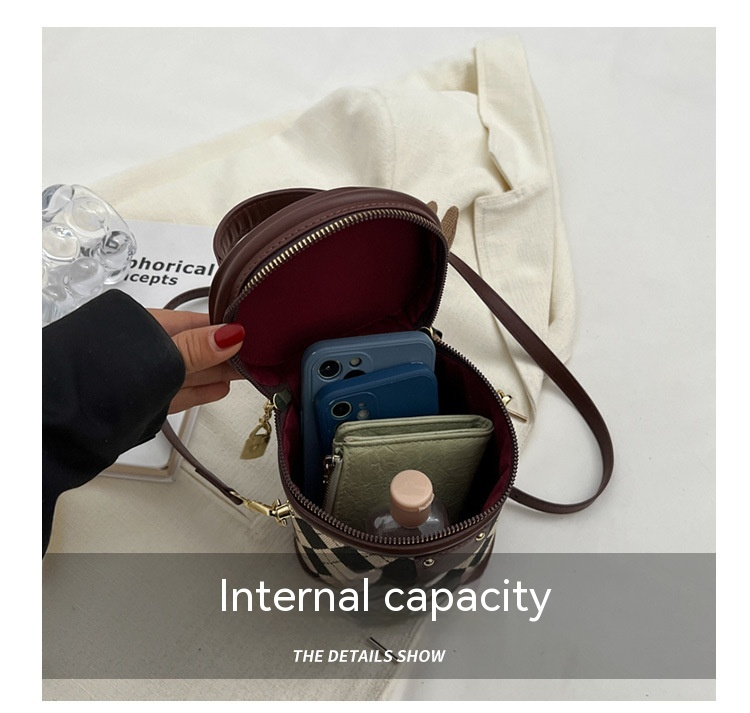 Nuova borsa piccola versatile retrò di vendita calda per la nuova borsa a tracolla piccola folla alla moda da donna con borsa a secchiello portatile con griglia di diamanti texture_voghion.com