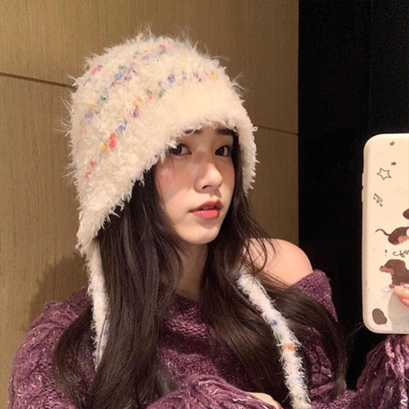 Φθινοπωρινές και Χειμερινές Εμφανίσεις Χειροποίητη Γραβάτα Candy Bean Πλεκτή για Γυναικεία, Χαριτωμένο Λούτρινο Καπέλο με Ατμόσφαιρα Ταξιδιού_voghion.com