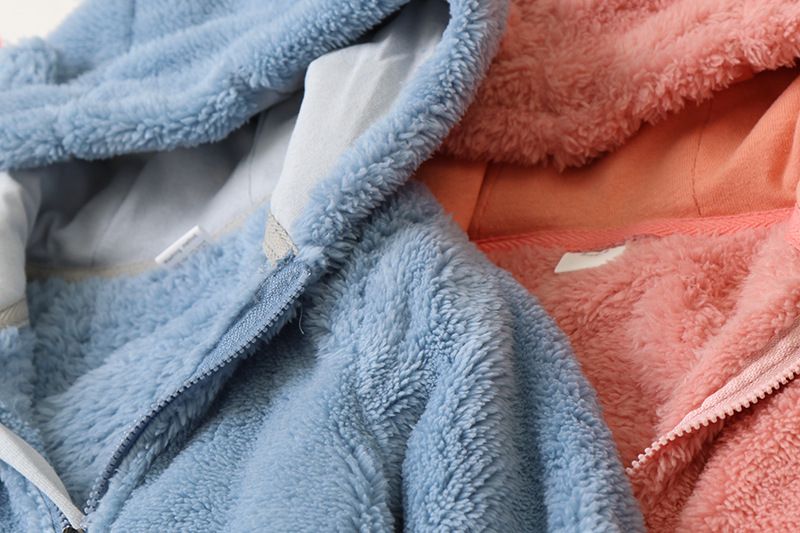 Soft Fleece Hooded Baby Jumpsuit With Mittens - Unisex Cartoon Style Infant Romper For Newborns - Cozy Zipper Closure, Long Sleeve, Neutral Colors_voghion.com