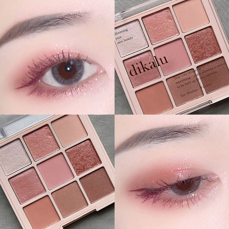 Dikalu dolce fragola ghiaccio tritato tè al latte piatto per ombretto a nove colori acrilico trasparente polvere di desiderio puro per studenti_voghion.com