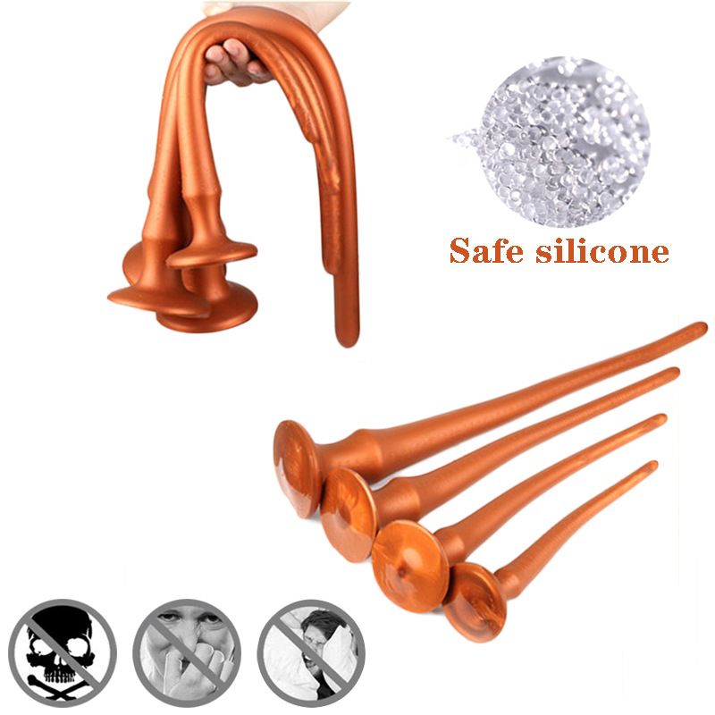 LuvBox AD309 Frusta a serpente in silicone dorato con coda extra lunga, dildo per masturbazione anale, prodotti per adulti_voghion.com