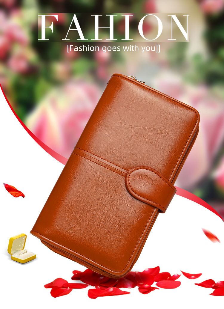 Explosive Damen Geldbörse 2024 Neuer Reißverschluss Ölwachs Leder Geldbörse Schnalle Handytasche Ölleder Neue PU Clutch_voghion.com