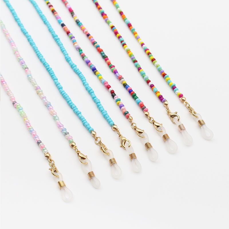 Japanese And Korean Colorful Mixed Rice Beads High-End Glasses Anti-Drop Mask Chain_voghion.com