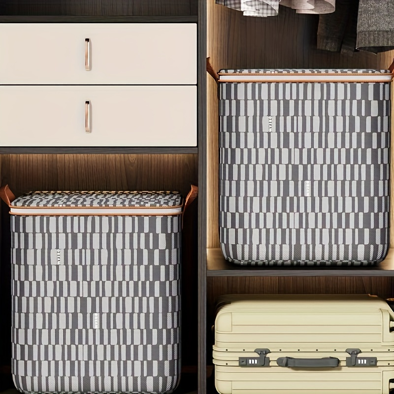 Aufbewahrungstasche mit einfachem geometrischem Muster, Organizer mit großem Fassungsvermögen und Reißverschluss, staubdichter Behälter_voghion.com
