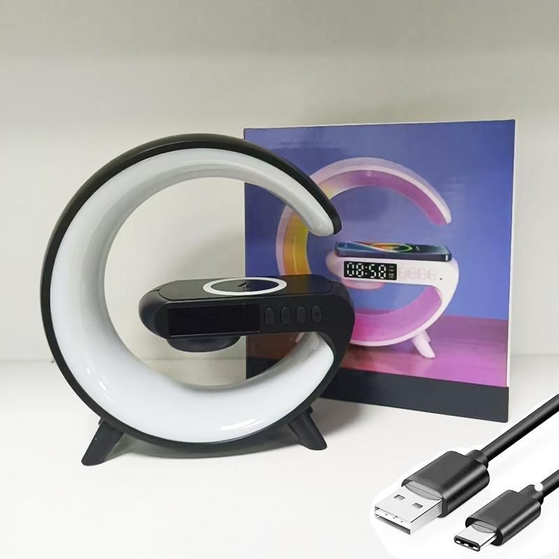 Altoparlante con luce notturna RGB e sveglia, altoparlante multifunzionale, sistema audio, stazione di ricarica wireless da 5 W_voghion.com