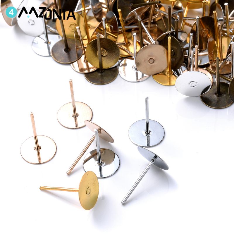 Base per orecchini a forma di garofano in acciaio inossidabile, bullone piatto rotondo per orecchini fai da te, 100 pezzi/suono_voghion.com